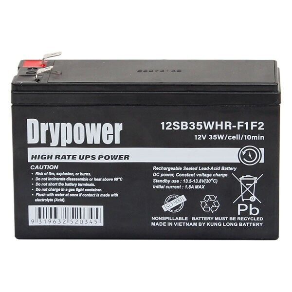 Drypower 12V 35W/Cell 10min SLA High Rate Battery for Standby UPS 12SB35WHR-F1F2