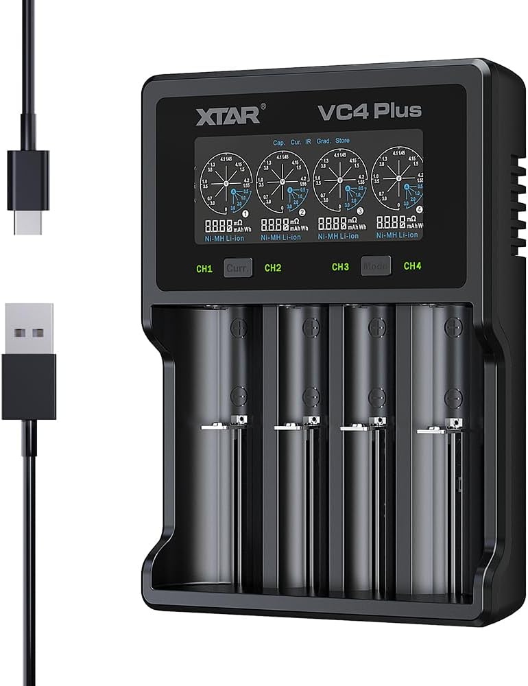 XTAR VC4SL 4-Bay Smart Battery Charger - Black
